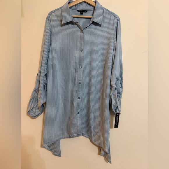 Zac & Rachel Dresses & Skirts - Zac & Rachel Light Blue and White Striped Shirt